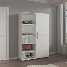 Wardrobe 72.4" H 2 Doors 6 Legs 5 Shelves White - Wardrobe - White1 - View 1