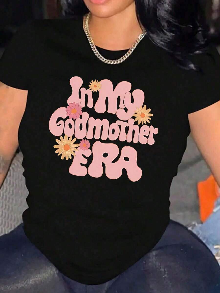 Esta es mi camiseta de manga corta para mujer con estampado de letras de dibujos animados, una camiseta sencilla, casual y deportiva, una cómoda camiseta de verano para vacaciones - Camiseta unisex de algodón holgada de manga corta y cuello redondo estilo vintage urbano. - Negro - Ver 1