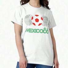 Camiseta Clásica con Gráfico de la Pasión y la Unidad del Fútbol – Mundial Tres Países - Canadá, EE. UU., México - Blanco 5 - Ver 6