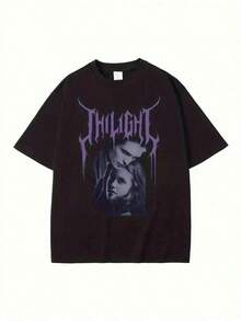 Camiseta exclusiva de manga corta estilo urbano para hombres y mujeres con estampado gótico Twilight, ideal para fanáticos de la moda alternativa, disponible en color negro y tallas S a XXL, ropa casual de alta calidad para el día a día, camiseta unisex moderna, perfecta para jóvenes.Ropa infantil - Negro - Ver 1