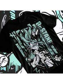 Dr. Stone Senku IS1Higami Anime220g M1en's Cotton - Black - View 1