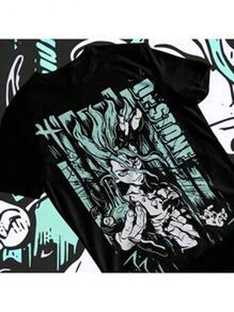 Dr. Stone Senku IS1Higami Anime220g M1en's Cotton - Black - View 1