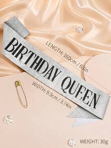 Birthday Queen Glitter Sash, Sparkly Birthday Sash With Safety Pin, Adjustable Party Sash For Women Girls, Elegant Sash For Birthday Party, Prom, Bachelorette, Anniversary, Birthday Gift, Party Supplies - View 11