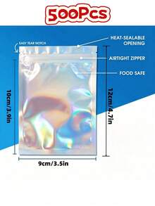 Disponibile în diferite dimensiuni 1000/500/100/50, pungi resigilabile anti-miros, pungi holografice din folie de poliester curcubeu, pungi cu fermoar din folie de aluminiu termosigilate cu găuri de agățare, potrivite pentru ambalarea cadourilor de petrecere, pungi de sigilare pentru bijuterii și mostre de unghii, pungi de ambalare a cadourilor de petrecere, pungi pentru depozitarea accesoriilor pentru bijuterii, pungi pentru depozitarea cosmeticelor. Potrivite și pentru pungi din folie de aluminiu pentru cadouri de petrecere pentru întreprinderi mici. - Multicolor - Vizualizare 15