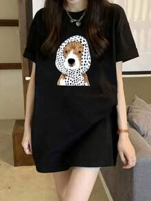 Women's Pura T-Shirt Short Sleeve Niche Design And Print 2025 Summer New Loose Fitted Half Sleeve Top For Women - 黑色 - 查看 1