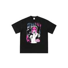 Camiseta unisex con estampado de anime, manga corta, estilo casual, ideal para el verano y uso diario, inspirada en el álbum Artpop de Ladys Gagas. - Negro - Ver 1