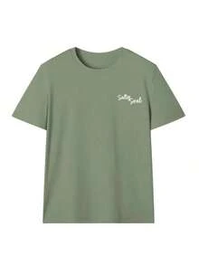 SALTY SOUL Camiseta de manga corta con cuello redondo para mujer, estampado de cocotero y sol, nueva colección primavera/verano, versátil y a la moda, esencial para uso diario y vacaciones.Camiseta Estampada de Vacaciones para Mujer - Verde hierba - Ver 4