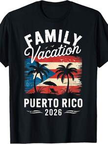 Puerto Rico Cruise 2026 Shirt, Matching Family Vacation Trip Teeblusas para mujer playeras de mujer vestidos casuales para mujer y2k playeras deportivas para mujer verano camisetas ropa de mujer Fashion Perfect For Daily - Negro - Ver 1