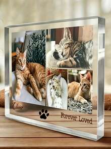 Customized Acrylic Photo Frame, Custom Cat Dog Photo Acrylic Plaque, Personalized Pet Memorial Gift, Horizontal Rectangular Desktop Display, Pet Sympathy Gift - Multicolor - View 7