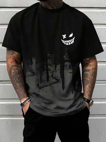 New  Women's Casual T-Shirt, Plus Size Men's Gothic Style Colorblock Short Sleeve Crew Neck T-Shirt, Summer, Popular T-Shirts For Daily Wear, World Cup Support T-Shirts, 2026 World Cup T-Shirts, Printed T-Shirts, Printed T-Shirts, Easter Costumes, Cartoon/Anime T-Shirts - 黑色 - 查看 1
