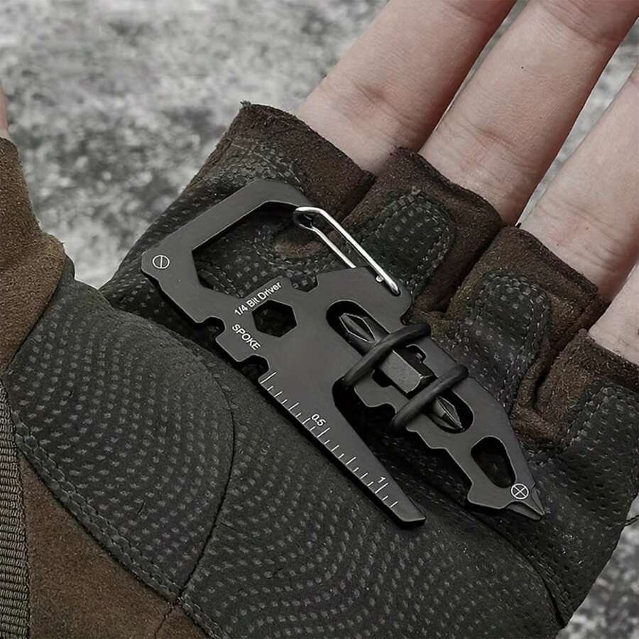 Creative Multi-Function Card Tool With Wrench, Ruler, Screwdriver, Bottle Opener, Hex Wrench, Compact Portable Keychain Tool - Multicolor - View 1