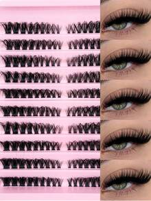 10 Rows Lash Clusters Kit Fluffy Cat Eye Lashes Volume Wispy Individual Lashes Dramatic Eyelash Clusters Natural Look DIY Eyelash Extension Natural Long False Eyelashes Thick Curl Tail Elongated Eyelashes Reusable Cluster Lashes At Home,Perfect For Daily Life,Wedding,Party,Travel Lash Clusters Kit - C - View 6