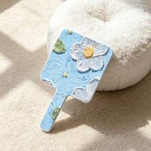 1pc Spring Floral Square Handheld Mirror, Bathroom Makeup Mirror, Sweet Gift For Campus Girls, Delicate Cleaning Supplies For Female, Practical Birthday Gift For Girlfriends, Christmas/Wedding/Valentine's Day Souvenir, Mother's Day Thoughtful Present - Multicolor - View 2