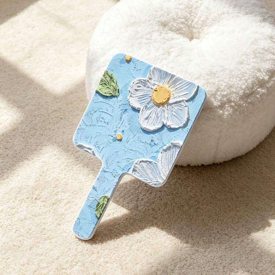 1pc Spring Floral Square Handheld Mirror, Bathroom Makeup Mirror, Sweet Gift For Campus Girls, Delicate Cleaning Supplies For Female, Practical Birthday Gift For Girlfriends, Christmas/Wedding/Valentine's Day Souvenir, Mother's Day Thoughtful Present