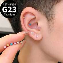 1 chiếc khuyên tai đinh tán hình ngôi sao mini 4mm không gây dị ứng, phù hợp cho cả nam và nữ, khuyên tai kẹp tai nhỏ nhắn tinh tế, khuyên tai xỏ lỗ tai Dopamine. - Ngôi sao - Xem 1