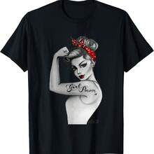Girl Power FeministA Art Retro Rosie RiveAter Style By AnneCha T-Shirt - Black - View 1