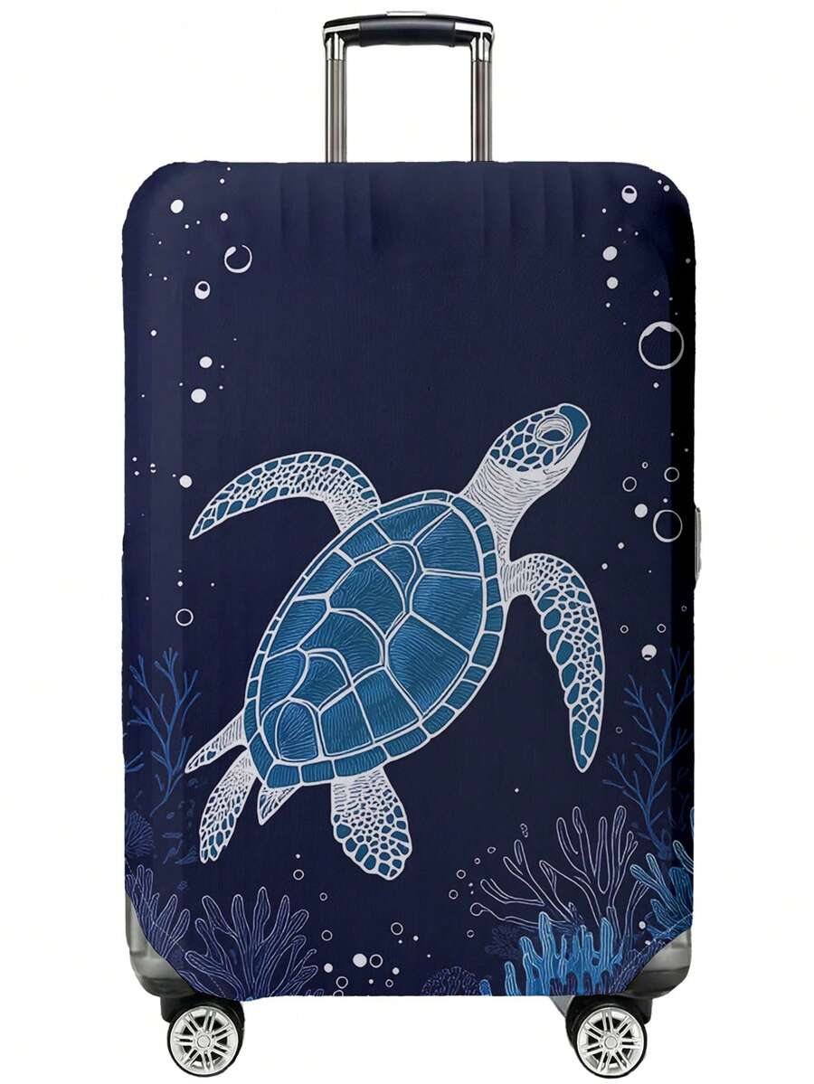 Fresh Ocean Element Sea Turtle Print Luggage Protective Cover, Suitable For 18-32 Inch Suitcases, With Strong Elasticity To Protect Luggage (Anti-Scratch, Anti-Dust) And Decorate Luggage (Turn Regular Suitcase Into Personalized One), Luggage Cover, Travel Accessory. - Multicolor - View 1