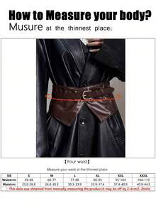 1件女款文藝復興風格咖啡色不對稱腰帶，適合萬聖節派對或日常通勤 - 咖啡色 - 查看 6