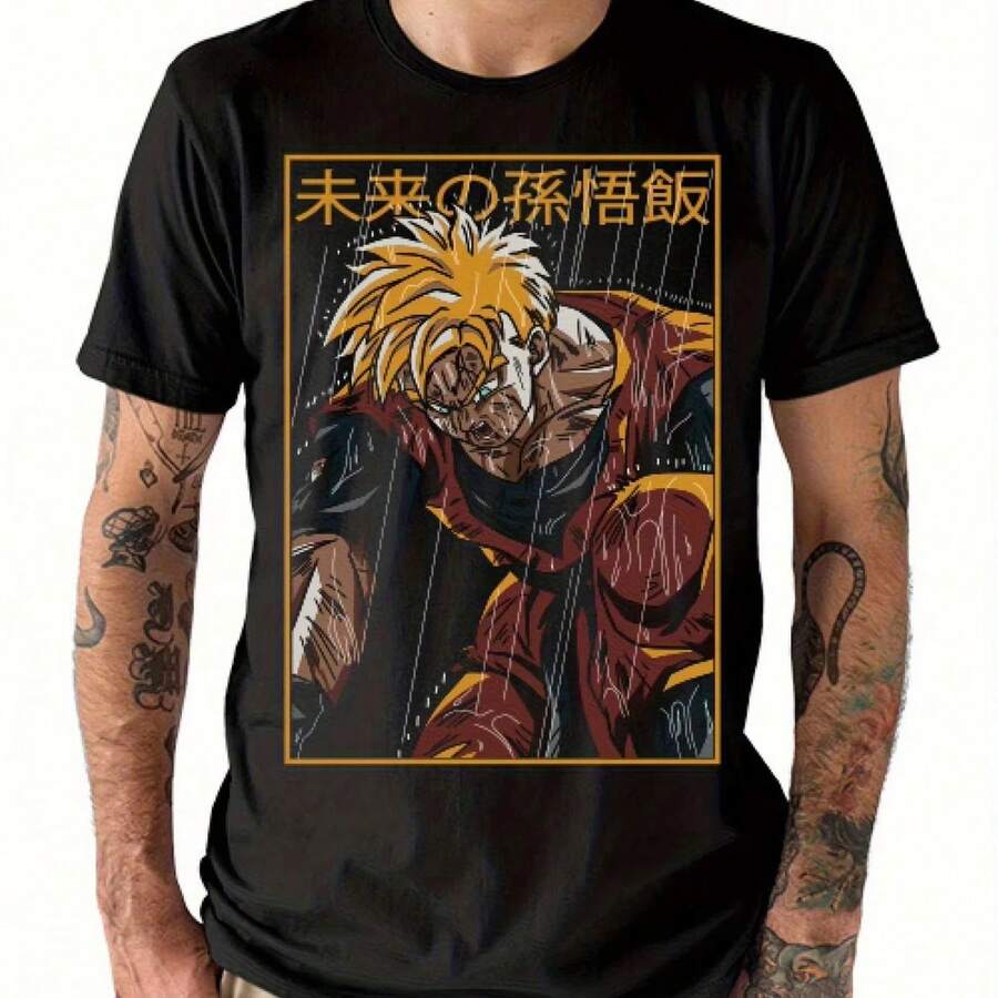 Camiseta estampada de Anime Future GoH1an para hombre y mujer. Camiseta deportiva para hombre. Camiseta de verano 2026 T1EE de 220 g de algodón suave para hombre y mujer, confeccionada con un tejido premium duradero y agradable al tacto, ideal para todo tipo de cuerpo y para uso diario. Camisetas casuales transpirables y ligeras, conjuntos elegantes para otoño, perfectas para la vida diaria, actividades al aire libre, vies, vacaciones y diversas fiestas temáticas durante todo el año. - Negro - Ver 1