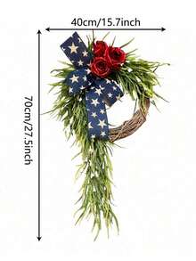 1PC 250th Anniversary Patriotic Wreath Memorial Wreath For Front Door Independence Day Farmhouse Outdoor Holiday Decoration - Green - View 2