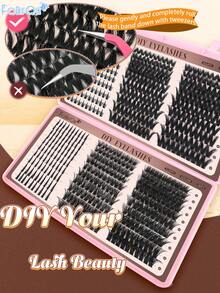600PCS/172PCS Lash Clusters 5 Styles Mixed Tray, 10-18mm DIY Eyelash Extensions, Cat Eye/ Natural/ Manga Lashes, Fluffy Volume Soft Individual Lashes For Self Application - D - View 5