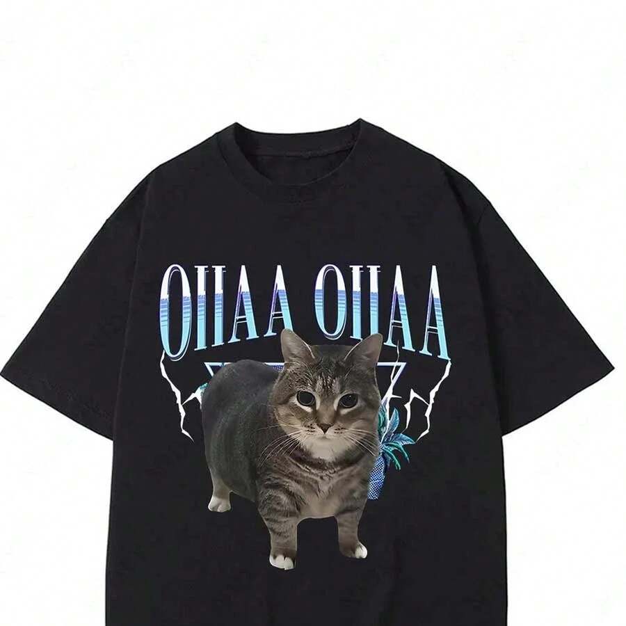 Interesante camiseta Oiia Oiia Spun Cat Terrier Oiiai Oiiai Cat, linda camiseta de moda con estampado gráfico A1wakening Little Cat Lover de 220 g de algodón suave para hombres y mujeres, hecha de tela premium duradera y agradable para la piel con un tacto suave, adecuada para todas las formas corporales y para uso diario. Tops casuales transpirables y ligeros, conjuntos elegantes a juego para otoño, perfectos para la vida diaria, actividades al aire libre, viajes, vacaciones y diversas fiestas temáticas durante todo el año. - Negro - Ver 1