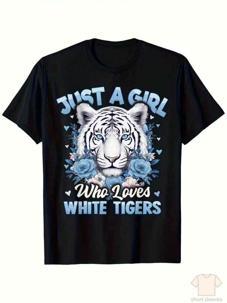 Women's T-Shirt For Mother's Day, Printed, Modern And Creative, Short Sleeve, Urban Style, Round Neck, Slimming Effect, Soft, Comfortable, Washable, Non-Pilling, Non-Deforming, Breathable, Lightweight And Loose Fit - 黑色 - 查看 1