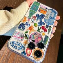 Painted Graffiti 1pc Fruit Drink Pattern Transparent TPU Full Coverage Anti-Fall Anti-Fingerprint Phone Case Compatible With Iphone - Multicolor - View 5