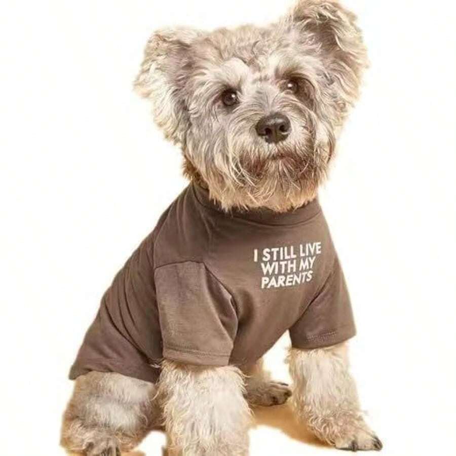 夏季可爱狗狗衣服，适合小型和中型犬，透气柔软宠物连帽衫 - 咖啡棕 - 查看 1