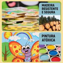 Quebra Cabeça Infantil De Madeira Pedagógico Jogo Educativo Bebê Coordenação Motora Fina - FAZENDA - Visão 8