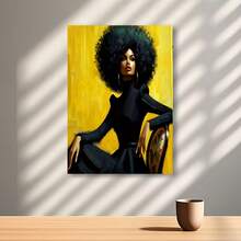 Enmarcado Placa decorativa de pared para el Día de la Mujer, 1 unidad, enmarcada en , con figura femenina en negro y amarillo. Letrero colgante de estilo bohemio contemporáneo, ideal para sala de estar, dormitorio, oficina o cocina. Tamaño: 40 x 60 cm (16 x 24 pulgadas). - Enmarcado - Ver 2