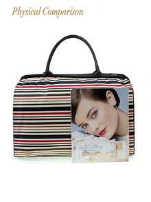 Ladies' Vintage Newspaper Print Canvas Handbag - High-Quality Check Pattern, Fixed Shoulder Strap, Zipper Closure And Polyester Lining, Large-Capacity Coffee Brown Travel Shopping Daily Fashion Accessory This  Is Suitable For Young Girls For Their Birthday, Prom And Graduation And Also A Lovely Gift For Friends, Mother, Lover On Special Days Such As Valentine's Day, Christmas, Anniversaries.Can Be Used As Thanksgiving, Halloween,Christmas Gift. - Multicolor - View 9