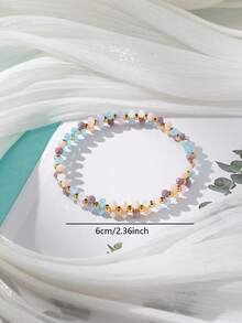 1pc Women's Fashion Minimalist Crystal Elastic Bracelet, Versatile & Suitable For Vacation Wear - Multicolor - View 4