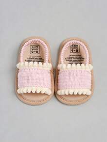 Giày sandal mùa hè cho bé gái, đế mềm, họa tiết hoa, thích hợp cho bé sơ sinh tập đi, tập đi trong nôi. - Màu Hồng baby - Xem 8