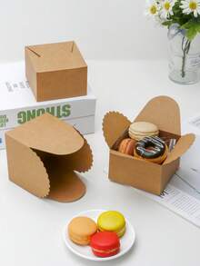 5pcs/20pcs/50pcs Window Bread Box, Pastry Box, New Large Square Cake Box, Small Kraft Paper Cupcake Box, Suitable For Cookies, Macarons, Mini Snacks, Suitable For Holidays, Parties, Paper Cup Cake Box, Birthday Gift Packaging - Multicolor - View 10