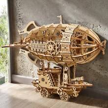 301pcs 3D Wooden Airship Puzzle Kit, Model Assembly Set, Brain-Teasing Challenge, Christmas/Birthday Gift, Suitable For Adults And Teenagers To Assemble - Natural Wood-colored Airship - View 9