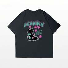 Camiseta de manga corta estampada 100% algodón puro, nuevo diseño de verano, corte holgado, camiseta versátil para uso casual. - Camisa negra de manga corta [DEKK Black Cat] - Ver 3