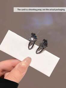 Rhinestone Heart Mini Hair Clip, Delicate Side Bangs Hairpin, Sparkling Tiny Hair Accessory For Women,Hair Slide,Claw Clips - Black - View 10