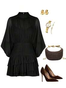 Women Midi Dresses - Black - View 8