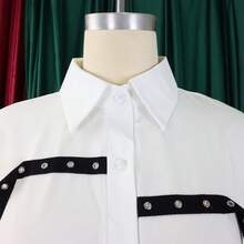 Loose-Fitting Midi Shirt Dress 2026 With Lapel And Short Sleeves - 白色 - 查看 4