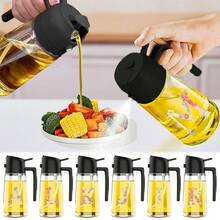 470ml Glass Oil Spray Bottle Kitchen Olive Oil Dispenser Bottle 2-In-1 Spray & Pour Olive Oil Sprayer With Nozzle Portable Seasoning Dispenser For Outdoor Barbecues Cooking And Baking Kitchen Accessories Initial Name 26 Letters Pattern - Black - View 1
