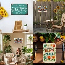 1件復古金屬錫鐵牌「This Is Our Happy Place」復古牆面裝飾，適合客廳、臥室、廚房，農舍風裝飾，精美金屬掛牌標誌，適用於居家辦公室、玄關牆面裝飾 - 彩色 - 查看 4