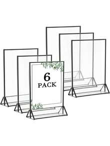 1/6/12pcs Acrylic Sign Holder With Gold Frame And Standing Support, Perfect For Displaying Wedding Table Numbers, Double-Sided Pictures, Clear Photos, Menus, Etc. - Multicolor - View 9