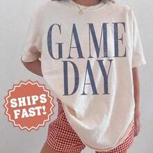 1 pieza de camiseta para el día del juego, camiseta para mamá de fútbol, camiseta para mamá de béisbol, ropa de otoño, camiseta deportiva para mujer, camiseta gráfica, linda, 180g, 100% algodón, los diseños están impresos. Unisexo. - Blanco 4 - Ver 1