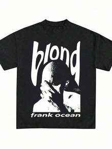 2026.Superiores.Men's And Women's Hip Hop Graphic Print T-Shirt, Rap Graphic Tee, Men's Clothing, Men's T-Shirts, Frank Oceans T-Shirt, Rap T-Shirt, Blonds Album Cover Print T-Shirt, Cotton, New Arrival, Anime Clothing, Men's And Women's T-Shirts, Women's Tops, Matching Family Set, Adult And Kids Sizes. - màu đen - Xem 1