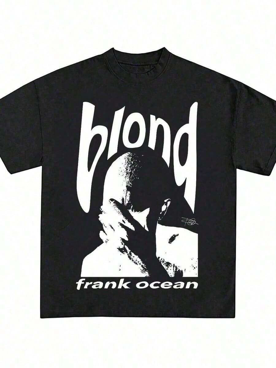 2026.Superiores.Men's And Women's Hip Hop Graphic Print T-Shirt, Rap Graphic Tee, Men's Clothing, Men's T-Shirts, Frank Oceans T-Shirt, Rap T-Shirt, Blonds Album Cover Print T-Shirt, Cotton, New Arrival, Anime Clothing, Men's And Women's T-Shirts, Women's Tops, Matching Family Set, Adult And Kids Sizes. - màu đen - Xem 1