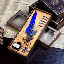 1 Set Caja de regalo de invierno que incluye sello, lacre, pluma caligráfica Jubaboz, juego de plumas, pluma estilográfica de engranaje mecánico, pluma de pluma de ganso - Multicolor - Ver 8