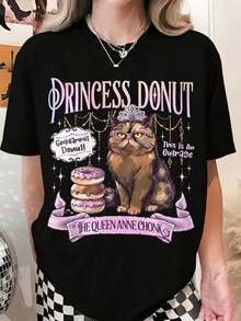 1 camiseta "Princess Donut This Is An OUTRAGE", camiseta de lector de libros "Dungeon Crawler Carl", camiseta para amantes de los gatos geek, 180g 100% algodón suave. - 4-negro - Ver 1