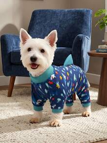 1pc 3D Shark Fin Design Super Cute! Shark Print Pet , Soft & Comfortable, Suitable For Small/Medium Dogs, Anti-Shedding - Multicolor - View 3