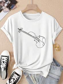 Camiseta unisex de manga corta, para mujerEleganteCortoMangaMinimalistaLíneaArteViolínImprimirRedondoCuelloSuperior,CómodoSuaveTranspirableNuevoEstiloModaFácilRetroFrescoDiarioInformalVersátilPrimaveraVeranoOtoñoInviernoTemporadaInformalDeportivoSuperiorRedondoCuelloCortoMangaJugadores de camisetashombre, , , Dazymujer,romwehombres, bohochic,maestrasregalos,camisetaparaconjuntos de mujercon curvasparamu,y2k, - Blanco - Ver 1